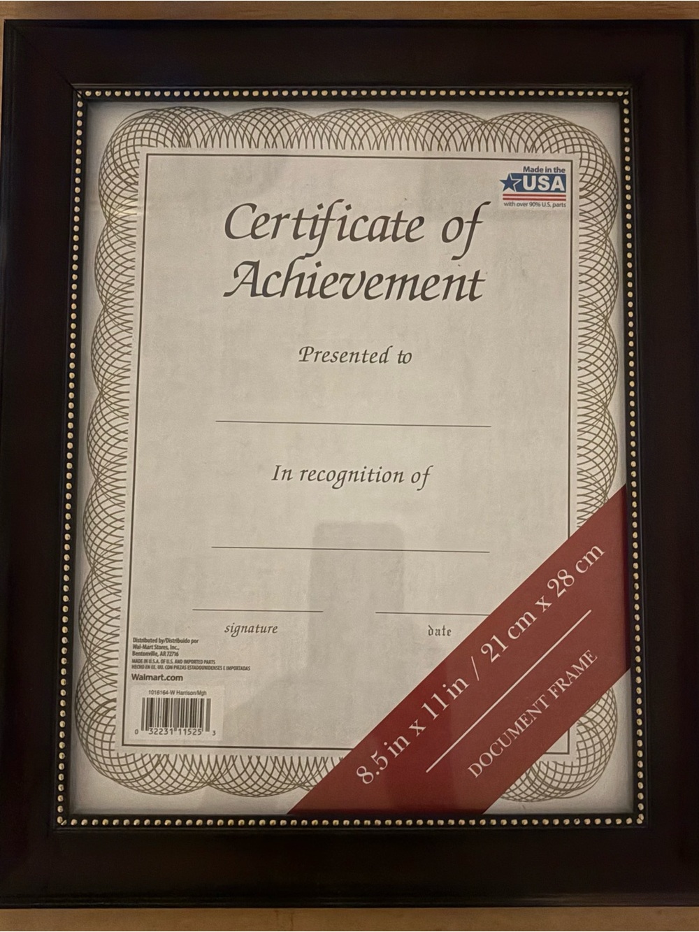 Dark Brown Document Frame with Decorative Beading
